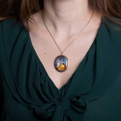 Miniature painting in enamel set in gold