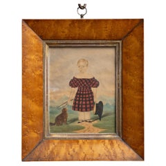 Miniature Painting of a Girl with Cat, England circa 1830