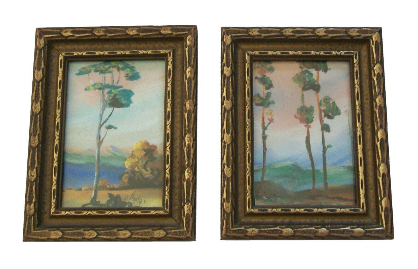 American Classical Miniature Pair of American Impressionist Framed Landscape Paintings, Circa 1900 For Sale