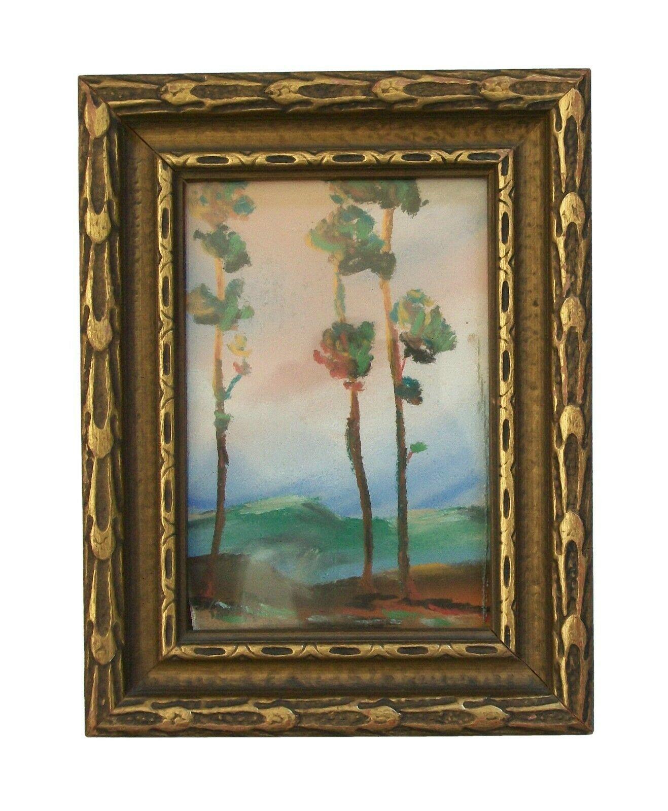 Miniature Pair of American Impressionist Framed Landscape Paintings, Circa 1900 In Good Condition For Sale In Chatham, ON