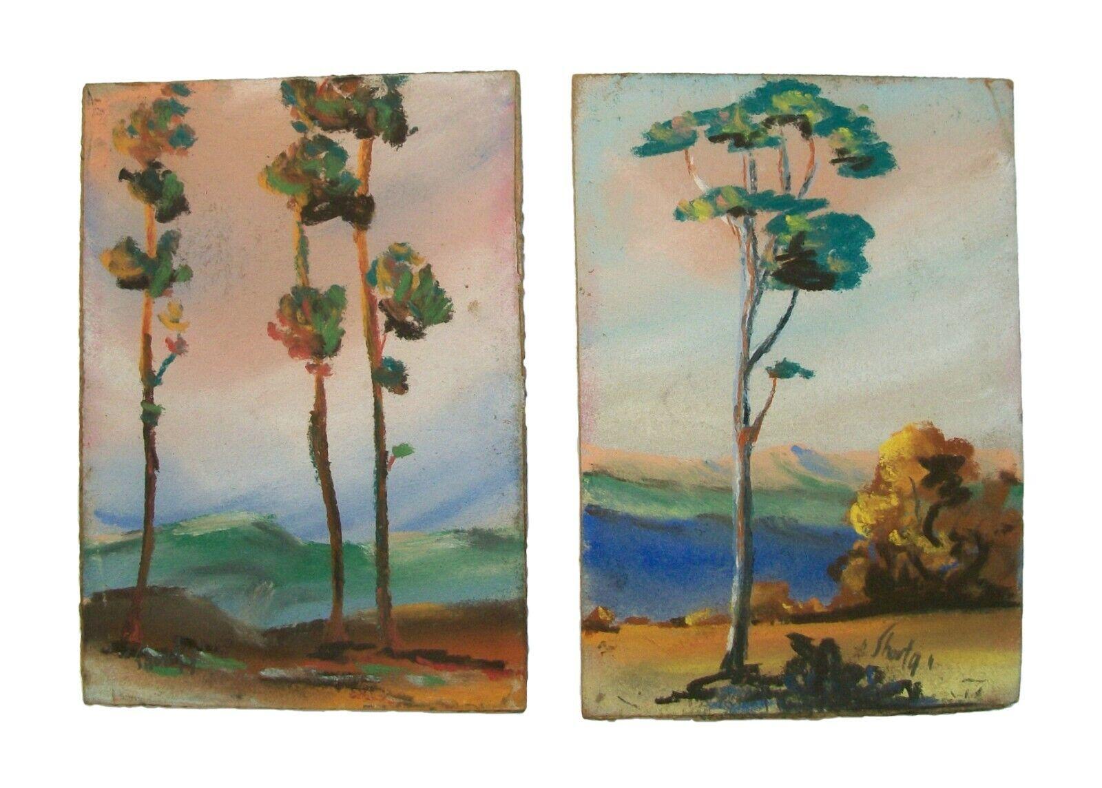 19th Century Miniature Pair of American Impressionist Framed Landscape Paintings, Circa 1900 For Sale