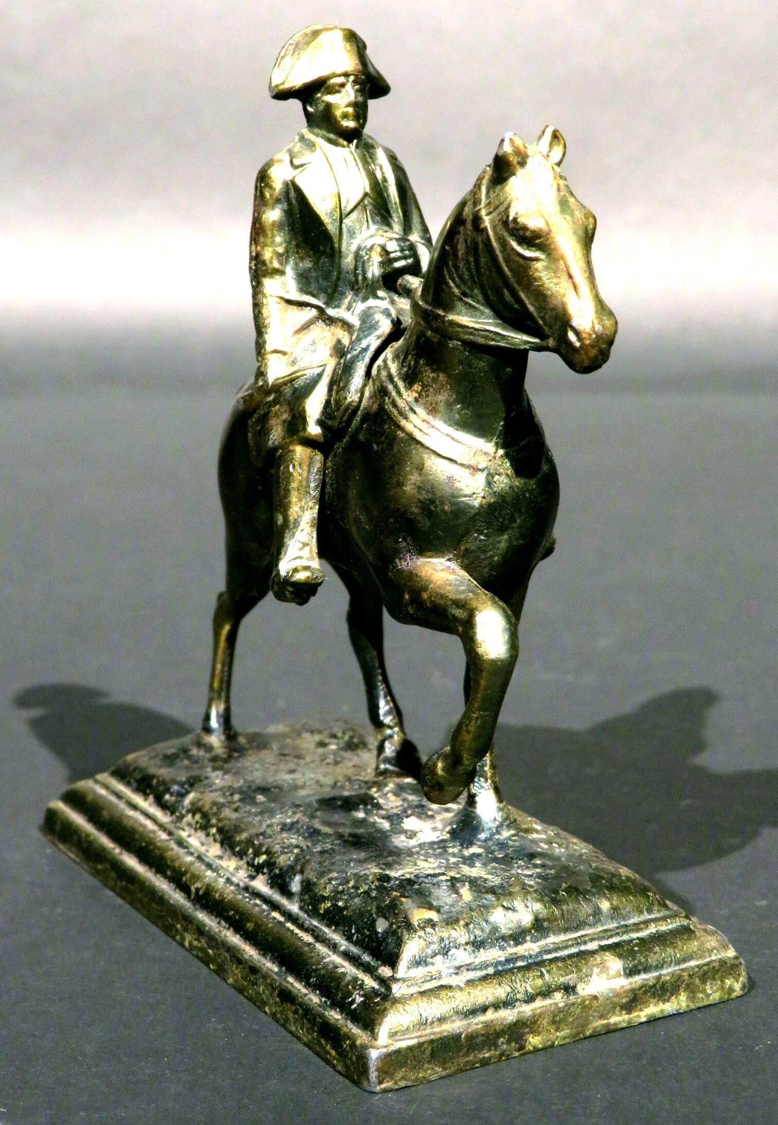 Empire Miniature Spelter Figure of Napoleon Bonaparte on Horseback, France Circa 1920 