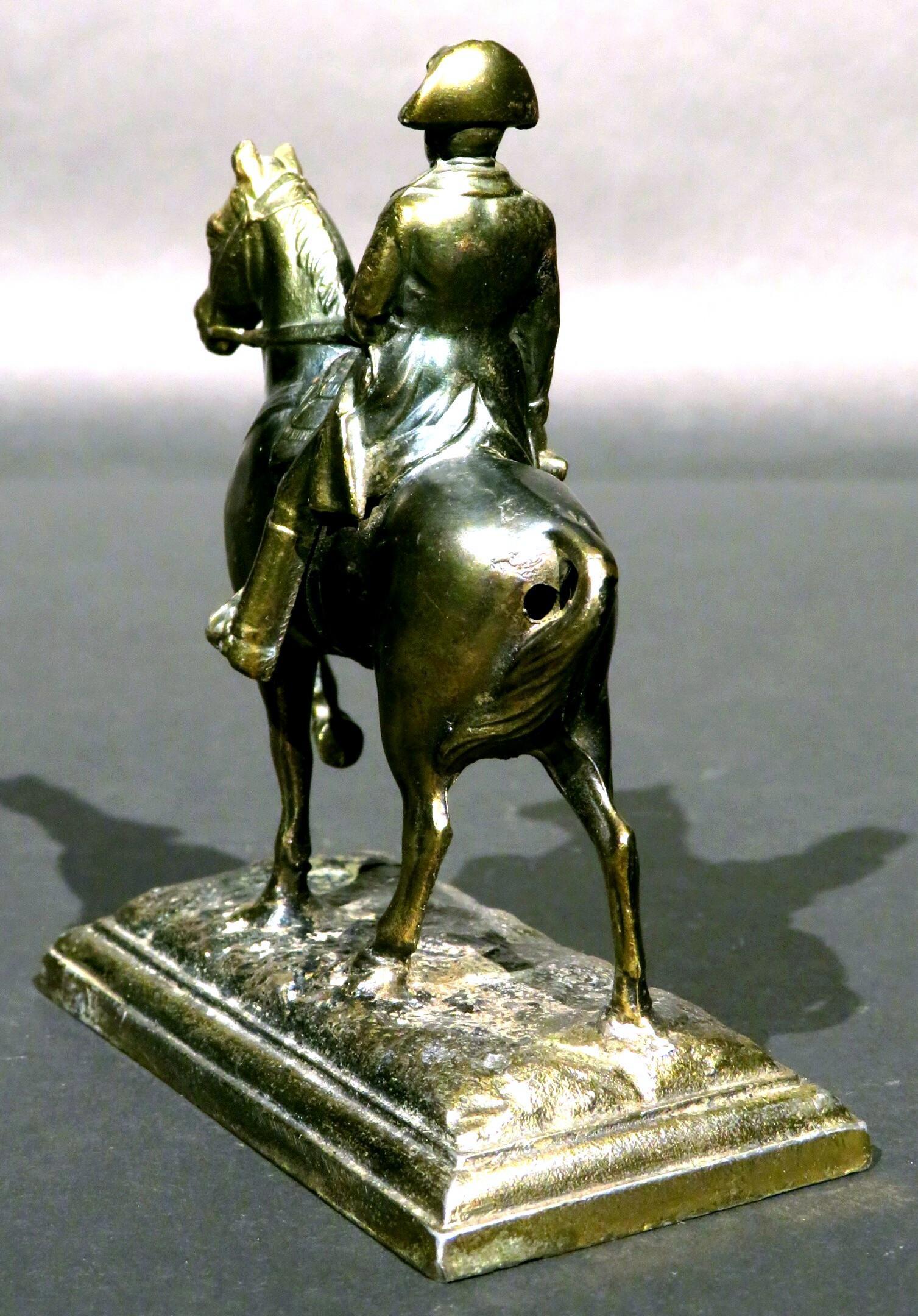 French Miniature Spelter Figure of Napoleon Bonaparte on Horseback, France Circa 1920 