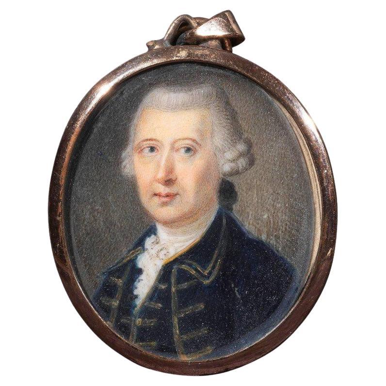 Miniature Pendant with Gold Frame, Late 18th Century For Sale