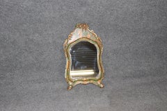 Miniature Petite Green Italian Rococo Chinoiserie and Gillded Mirror