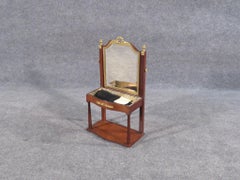 Miniature Petite Ladies Child's French Bronze Mounted Vanity Mirror