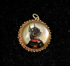 Miniature Pinscher Chihuahua Terrier Dog Pendant Essex Crystal 18 Karat Gold