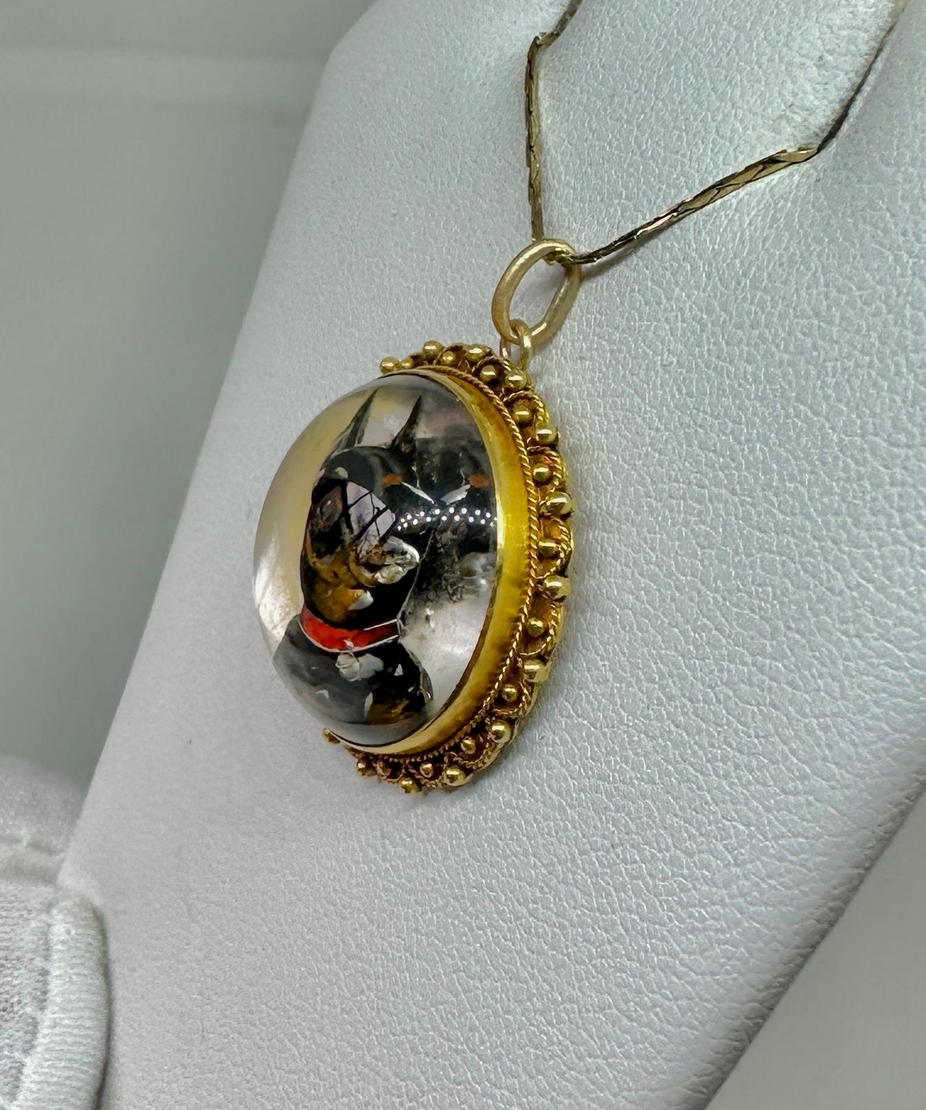 da uomo o donna Ciondolo cane Pinscher Chihuahua Terrier in miniatura Cristallo Essex Oro 18 carati in vendita