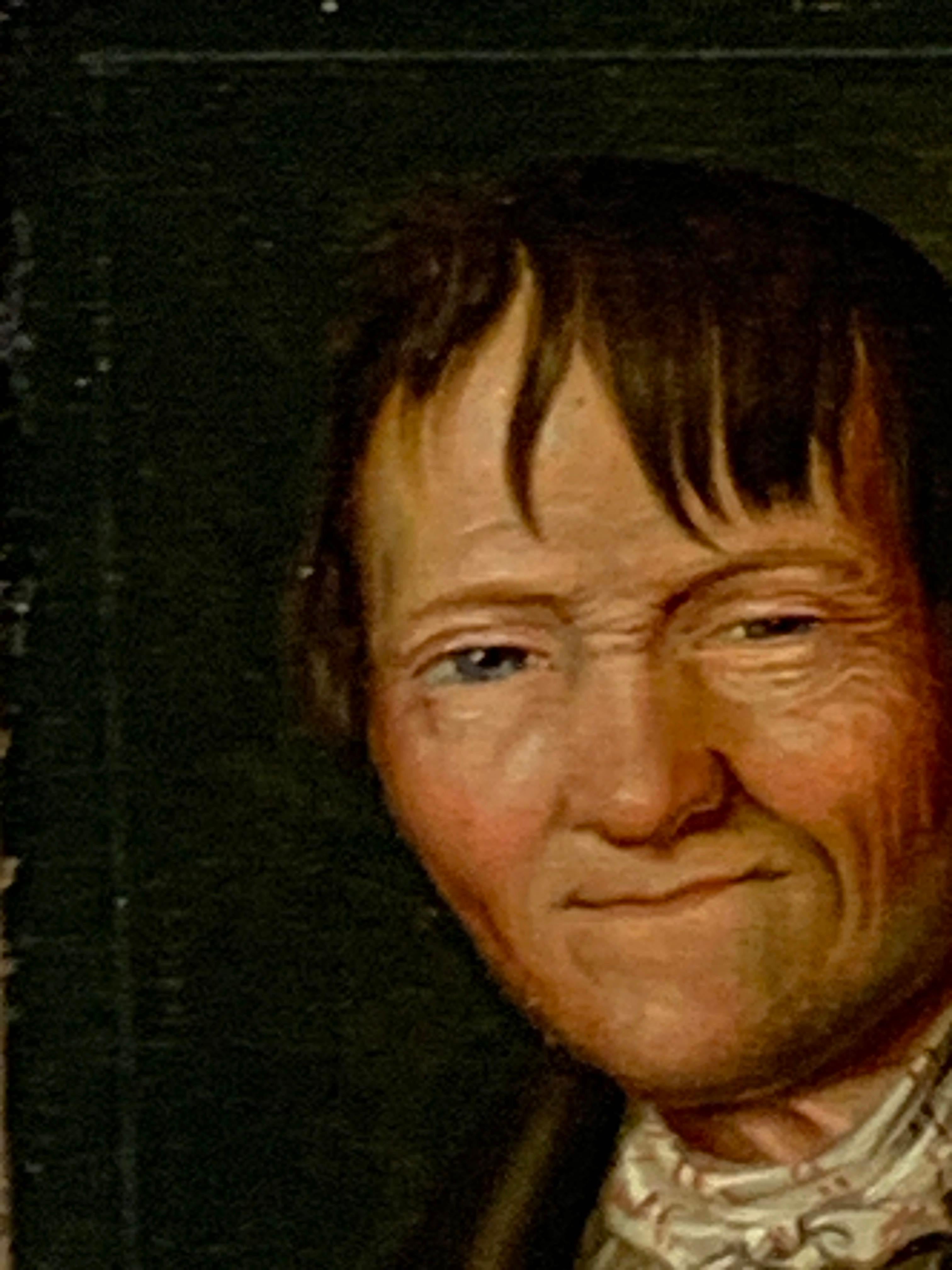 German Miniature Portrait of a Sleepy Eyed Man, Circle Christian Wilhelm Ernst Dietrich For Sale