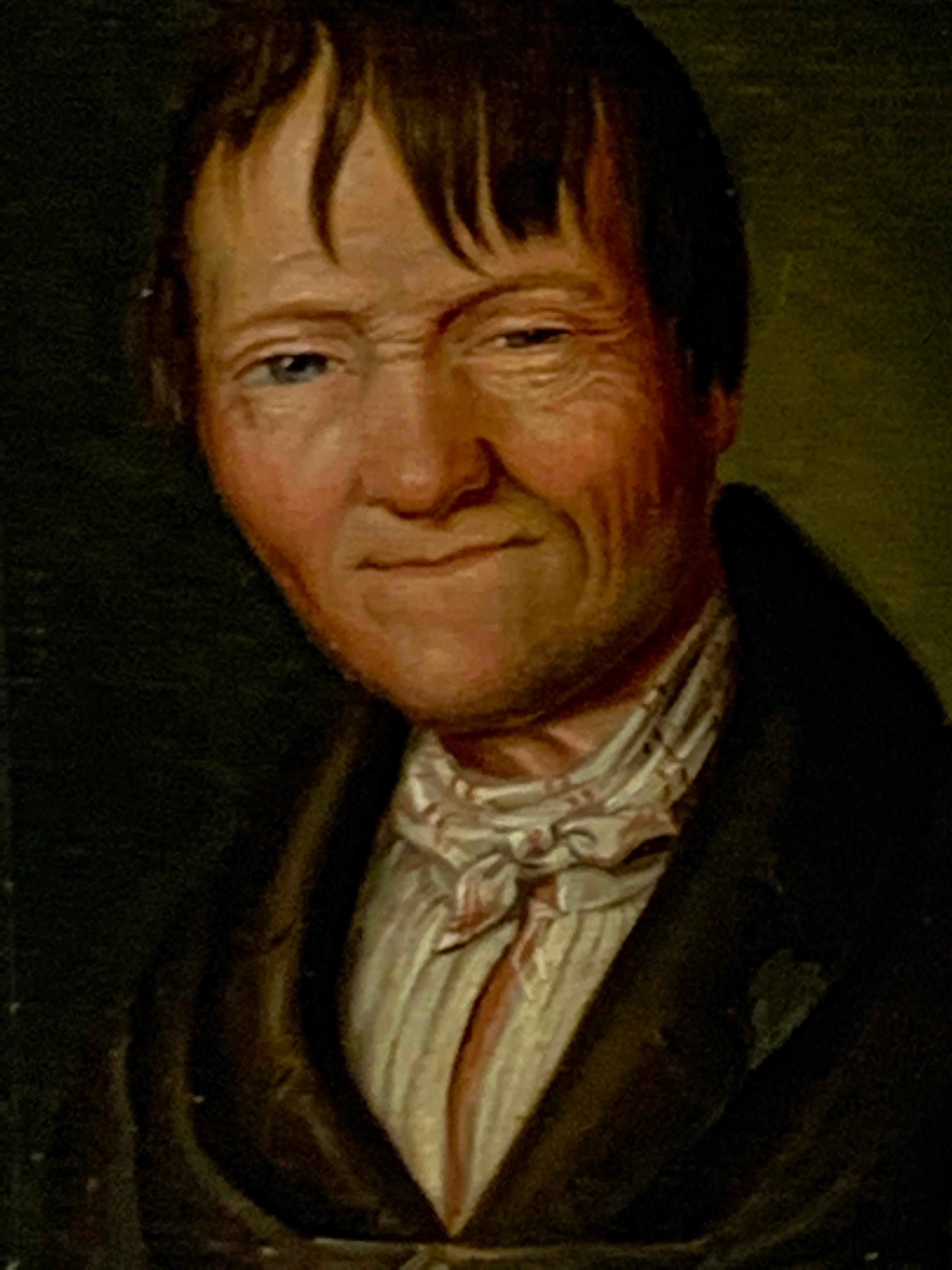 Polychromed Miniature Portrait of a Sleepy Eyed Man, Circle Christian Wilhelm Ernst Dietrich For Sale