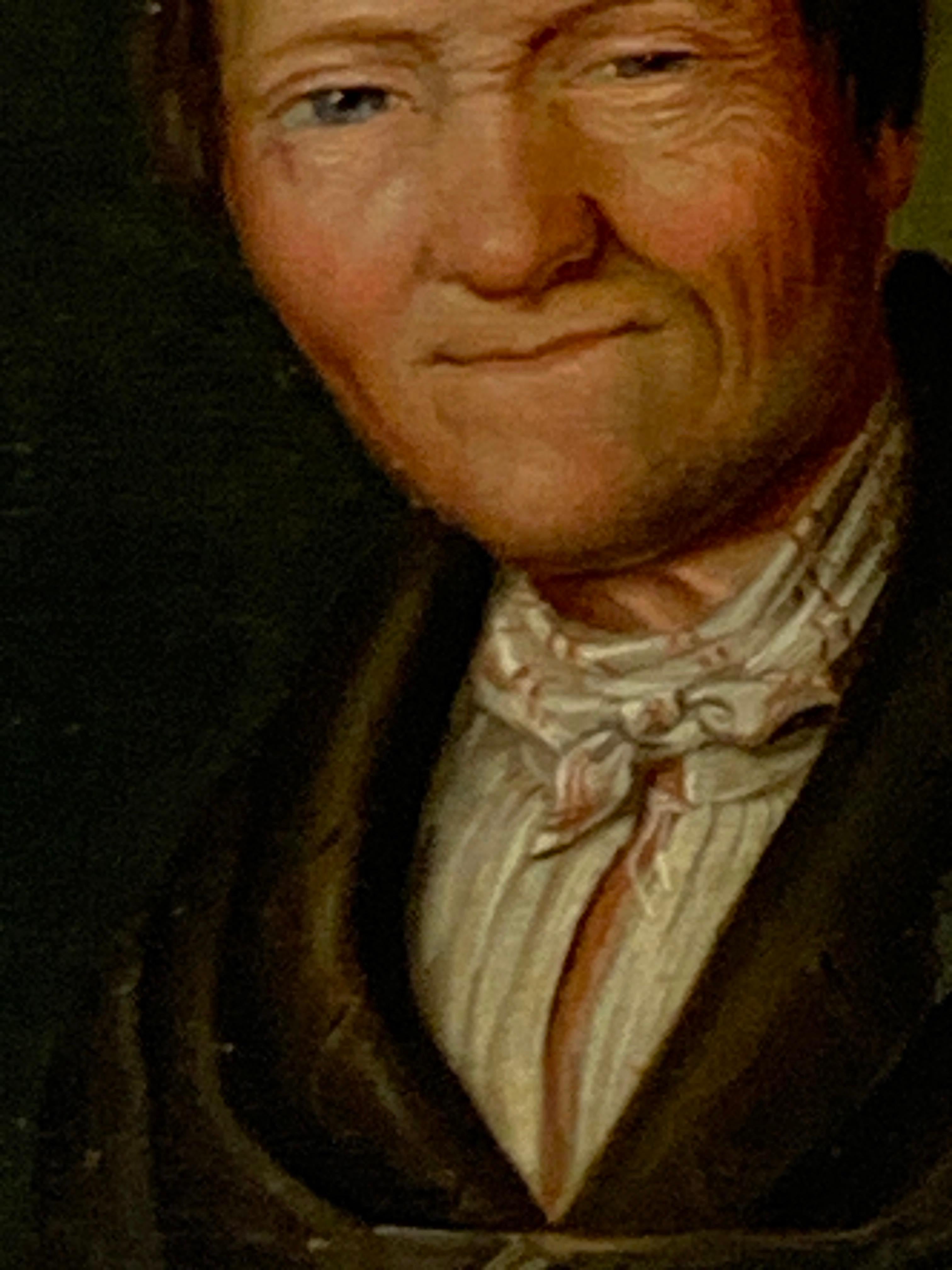 Miniature Portrait of a Sleepy Eyed Man, Circle Christian Wilhelm Ernst Dietrich In Good Condition For Sale In Atlanta, GA