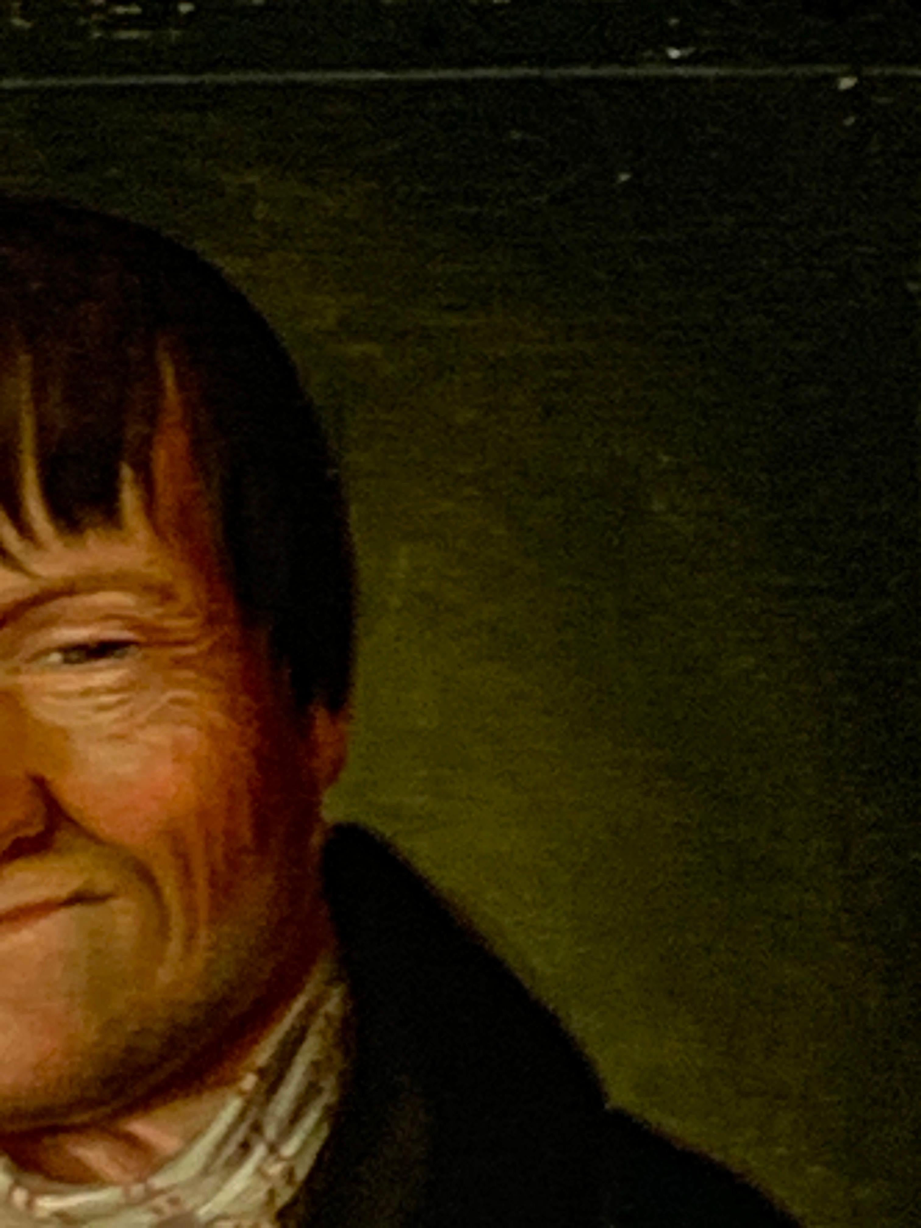 Canvas Miniature Portrait of a Sleepy Eyed Man, Circle Christian Wilhelm Ernst Dietrich For Sale