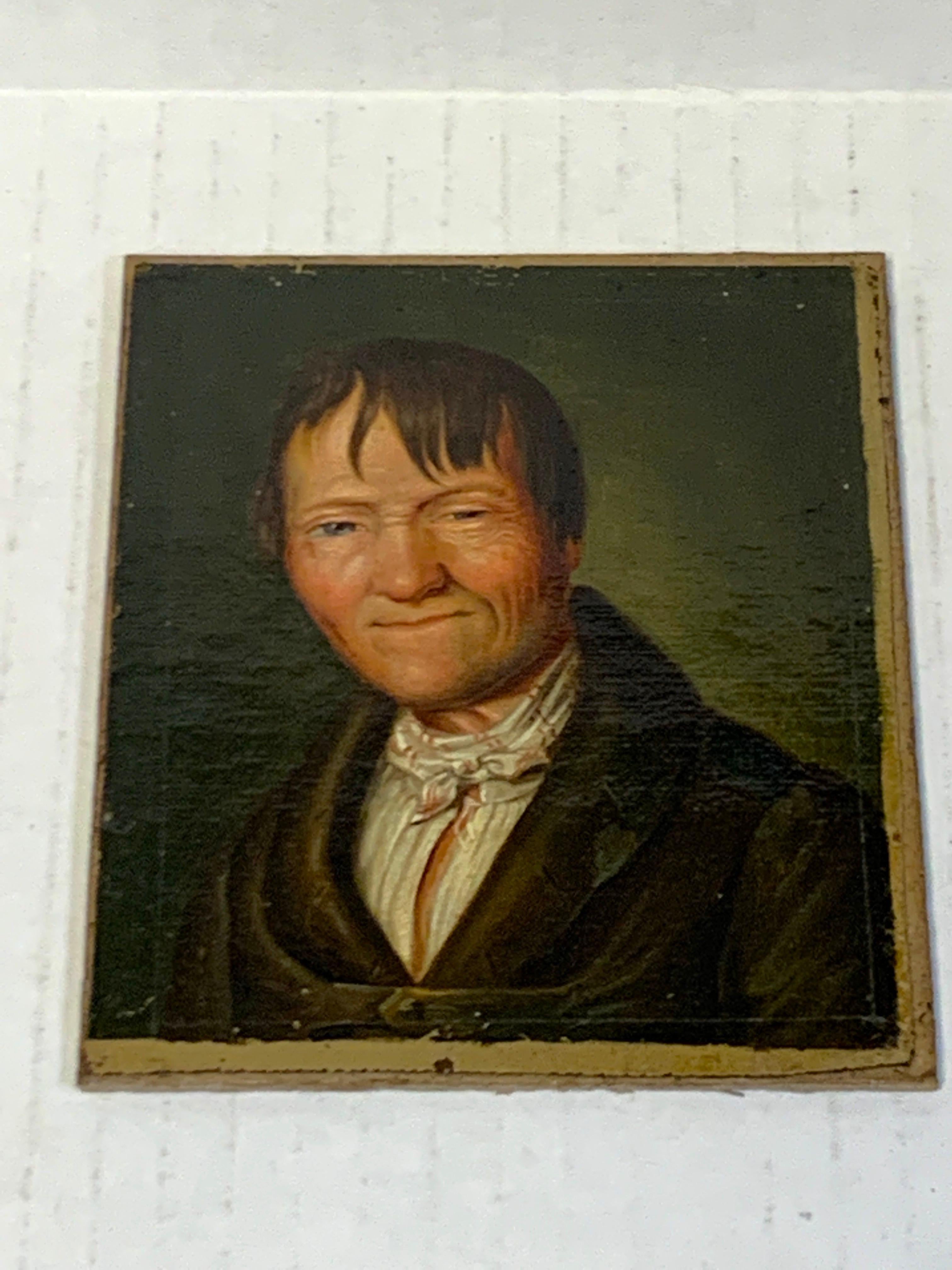 Portrait miniature d'un homme aux yeux endormis, cercle Christian Wilhelm Dietrich en vente 1