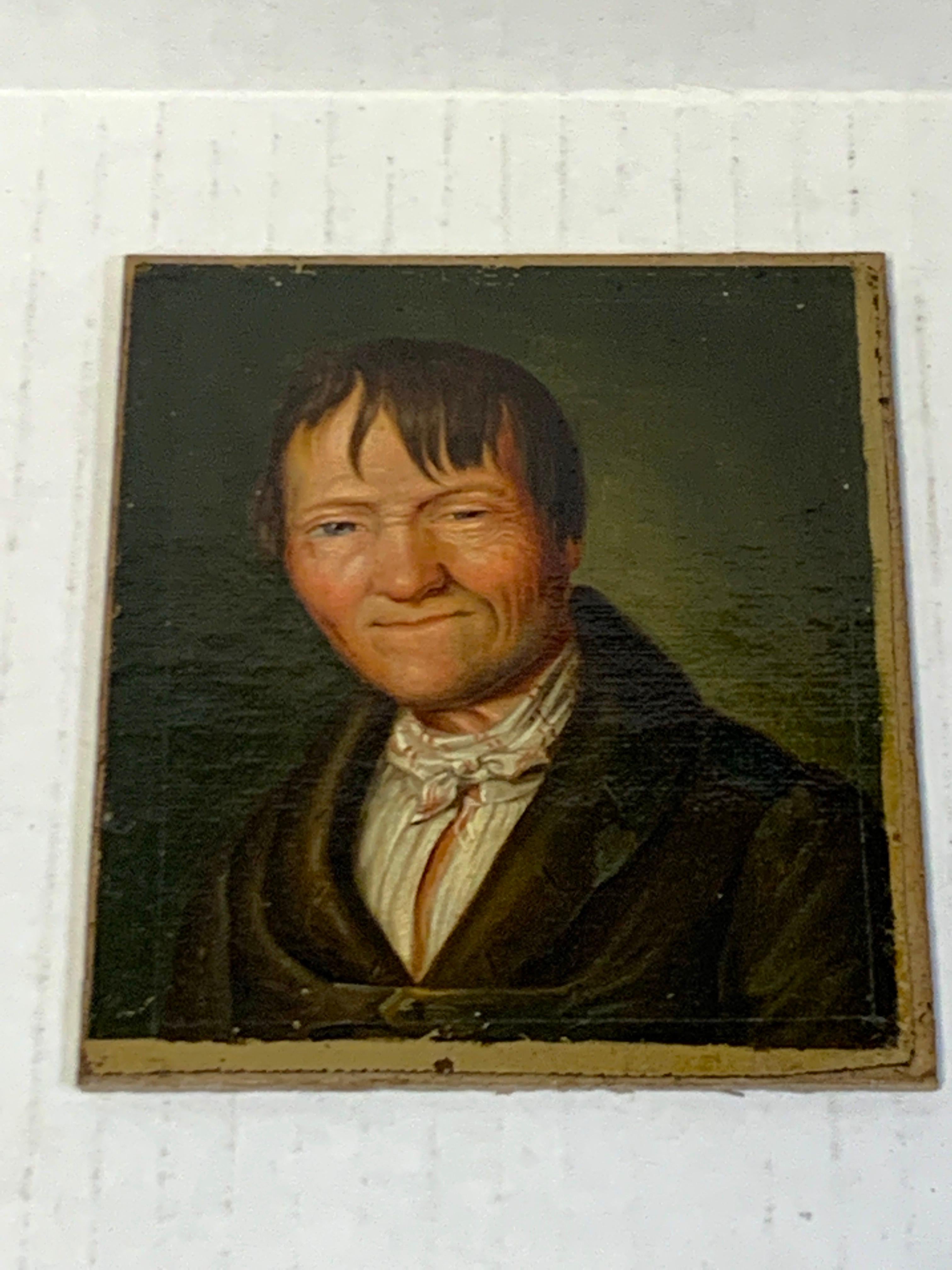 Wood Miniature Portrait of a Sleepy Eyed Man, Circle Christian Wilhelm Ernst Dietrich For Sale