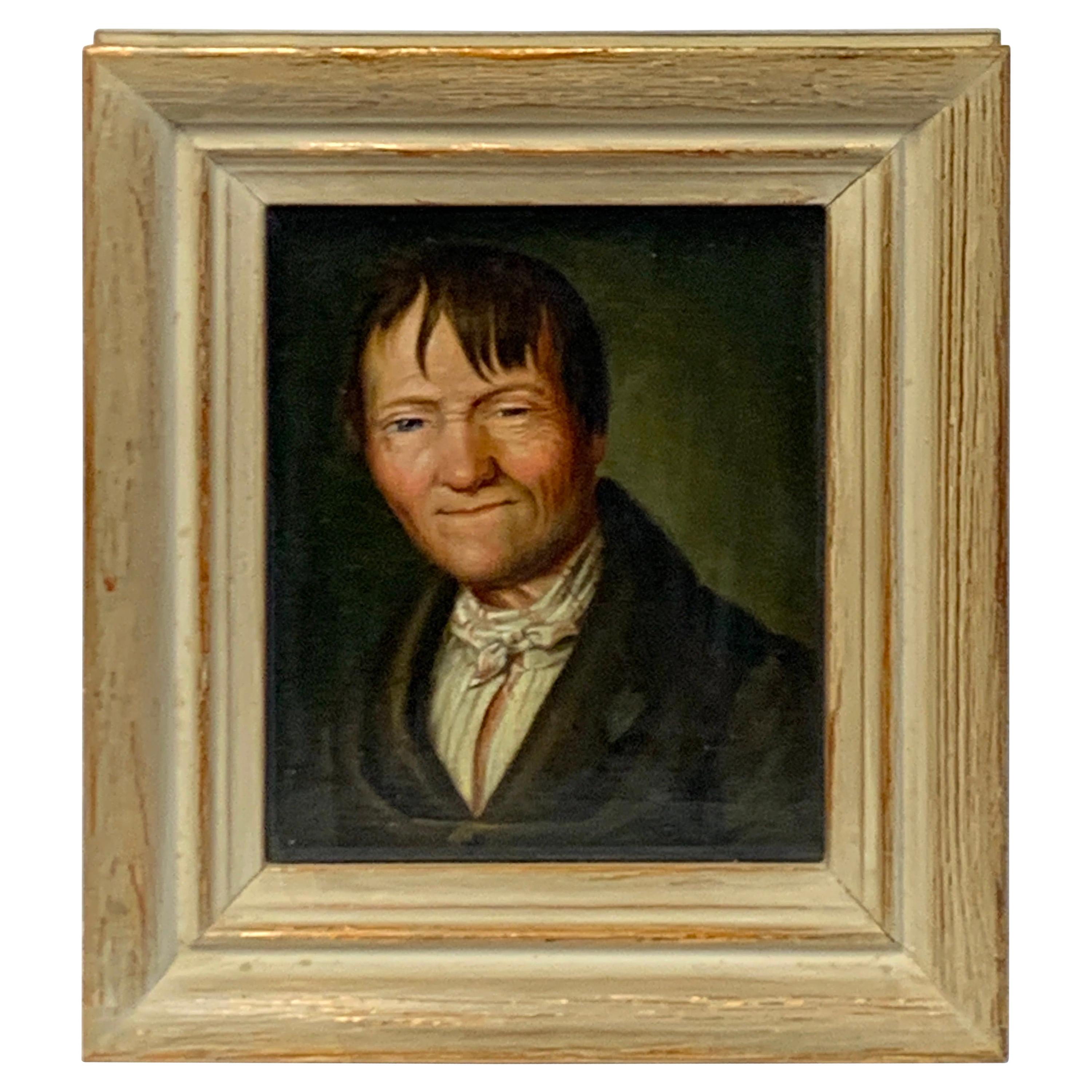 Miniature Portrait of a Sleepy Eyed Man, Circle Christian Wilhelm Ernst Dietrich For Sale