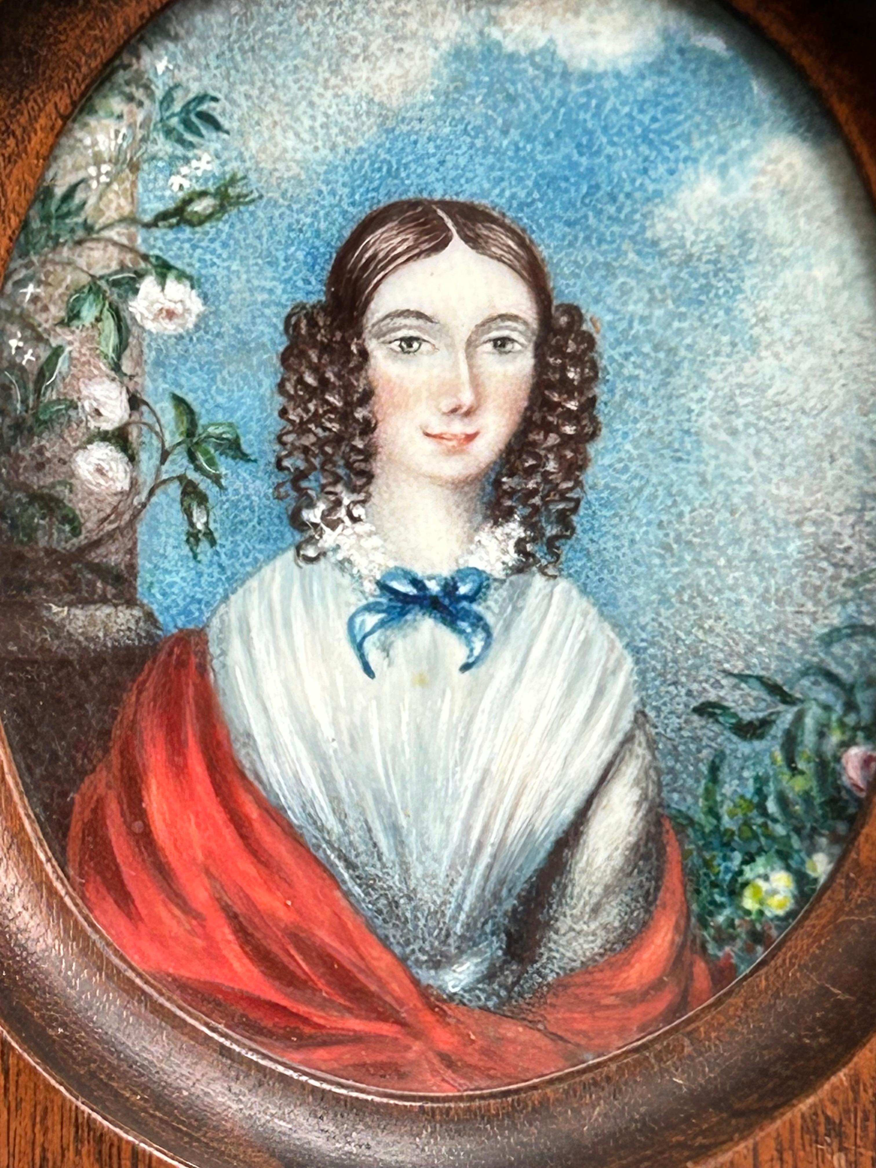 Peint Portrait miniature d'une jeune fille, 19e siècle en vente