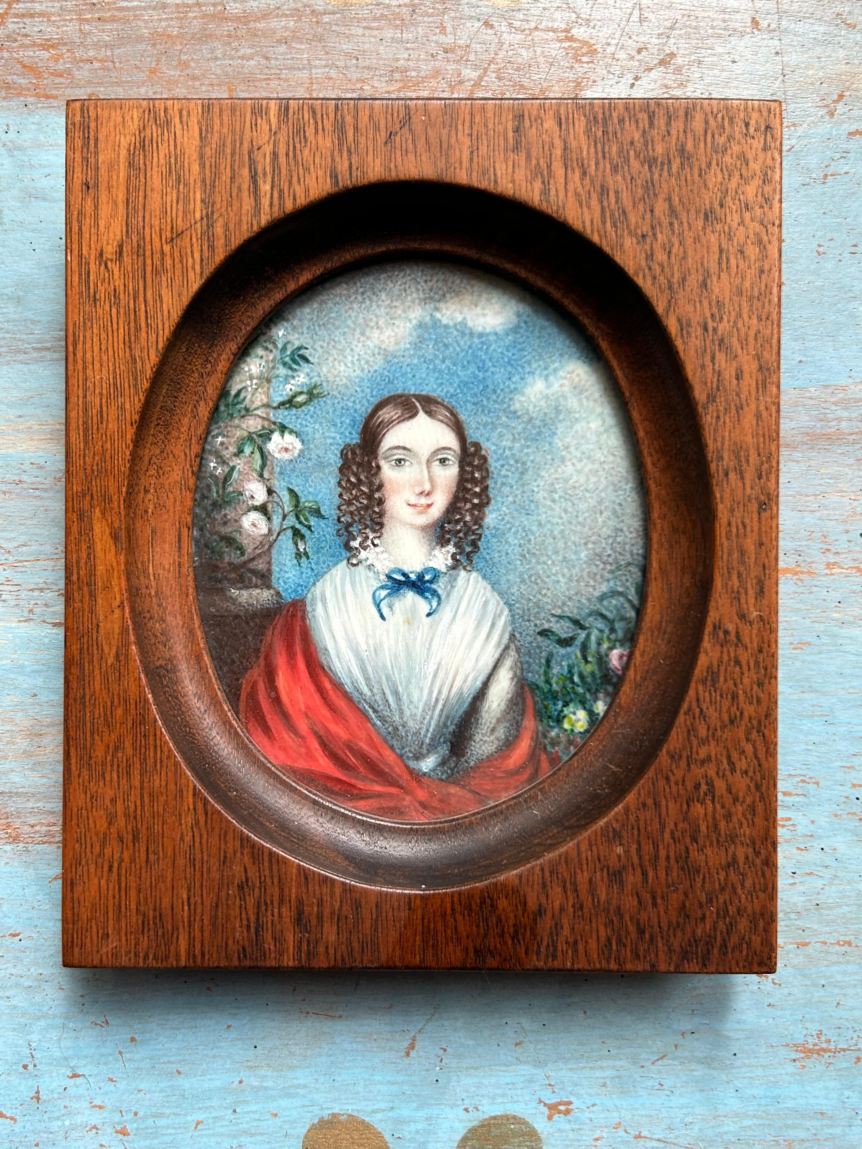 Portrait miniature d'une jeune fille, 19e siècle Bon état - En vente à Toronto, CA