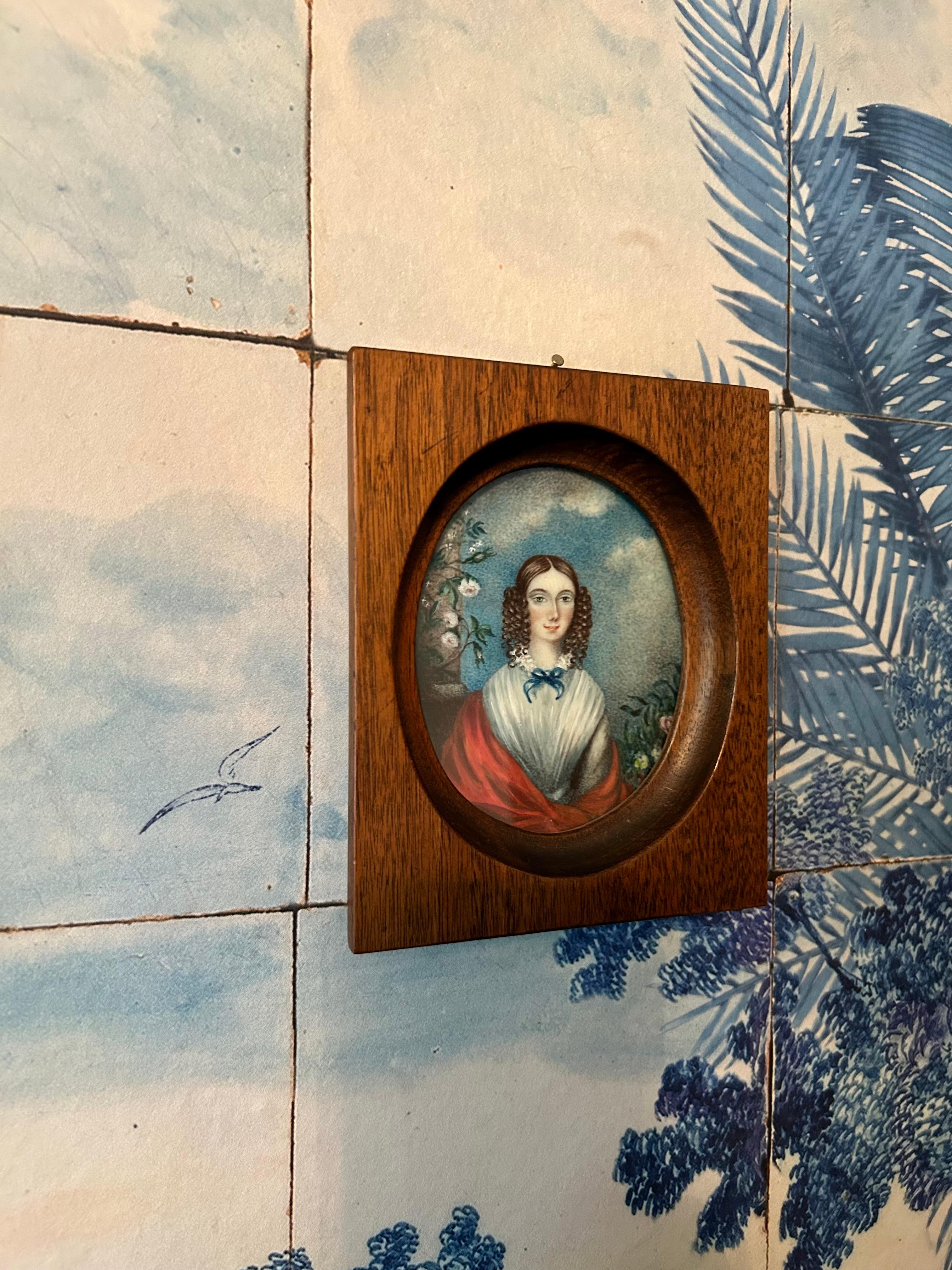 Ritratto in miniatura di una ragazza, XIX secolo in vendita 2