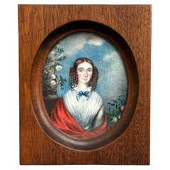 Portrait miniature d'une jeune fille, 19e siècle