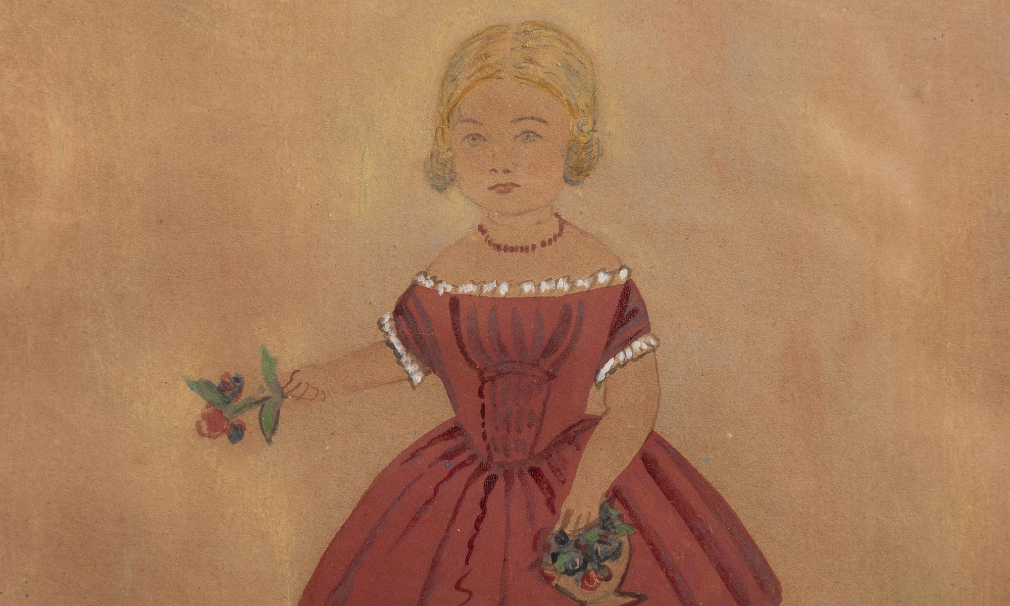 American Miniature Portrait of a Young Girl, America 19th Century