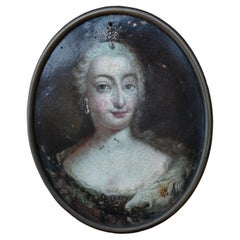 Miniature portrait of Empress Maria Theresa of Austria, painting on copper 18thC