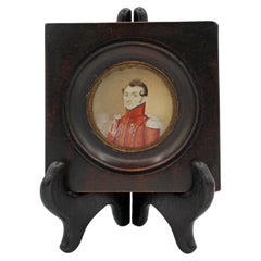Miniature Portrait, Watercolor on Paper, of a British Officer, C. 1810