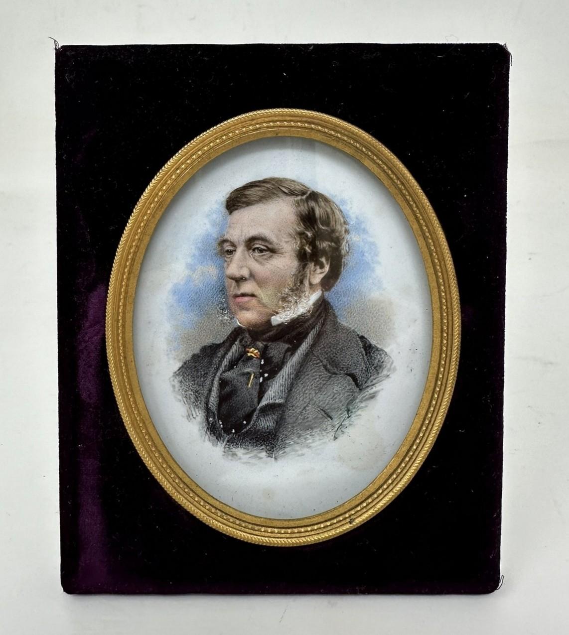 Stunning example of an early rare oval Miniature Portrait Watercolour on paper within a finely chased Ormolu surround by English Artist Arthur James Melhuish (1824-1925) depicts  

Portrait of Thomas Nettleship Staley (1823-1898) a British Bishop of