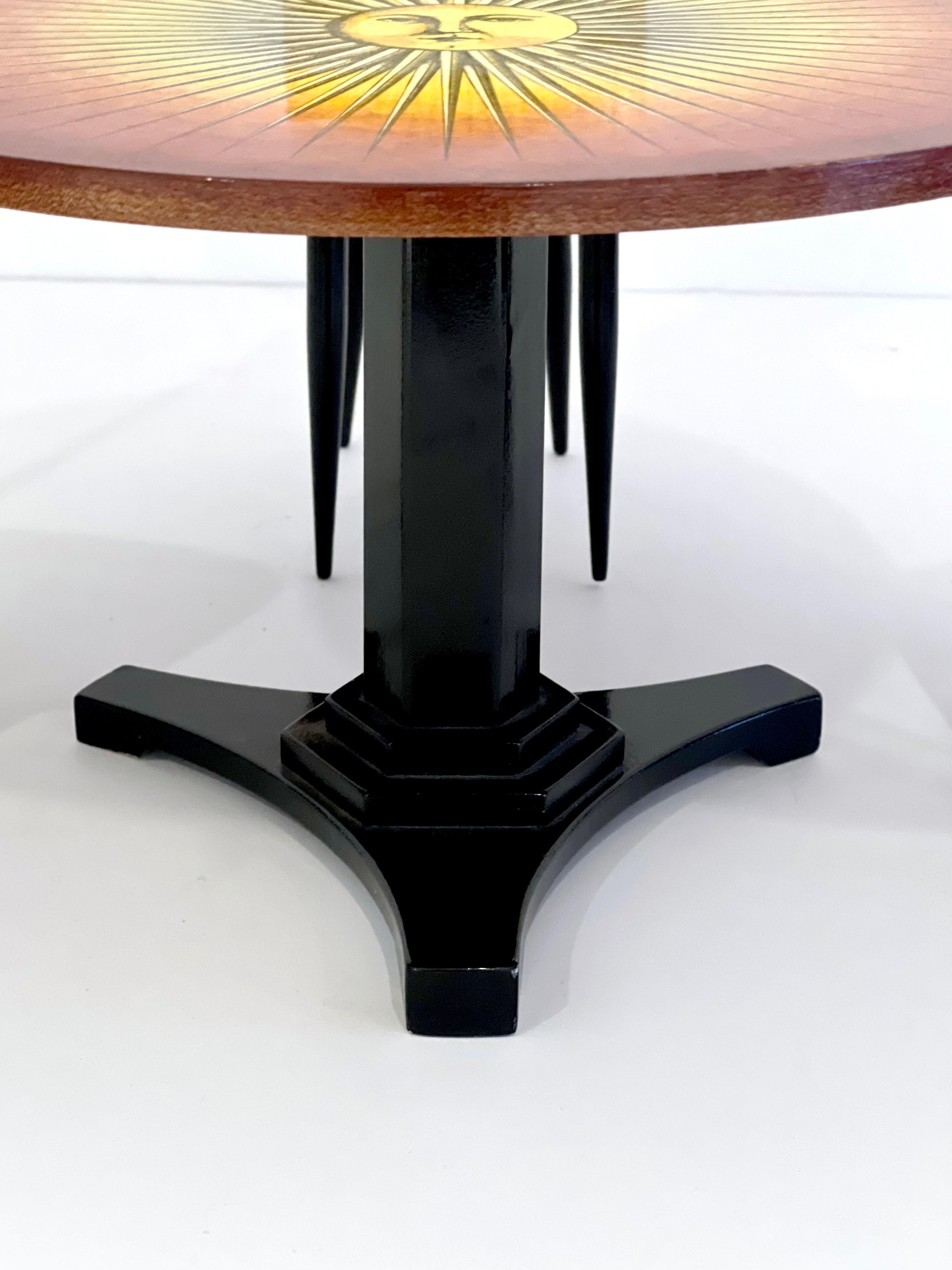 Miniatur-Tisch- und Stühle-Set „Sole“ von Piero Fornasetti (Holz) im Angebot
