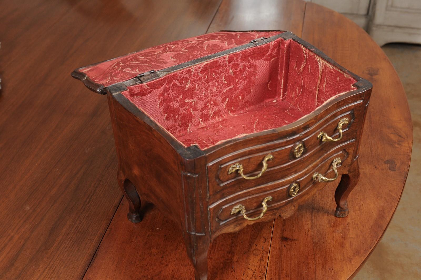 French Miniature Provençale Louis XV Period 1725 Apprentice Commode with Lift Top For Sale