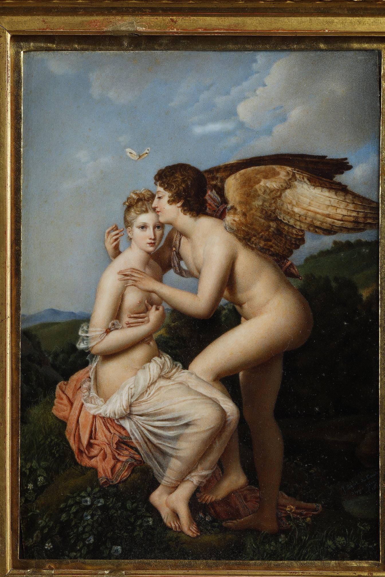 Français Miniature Psyché et Amour d'après François Gérard (1770-1837) en vente