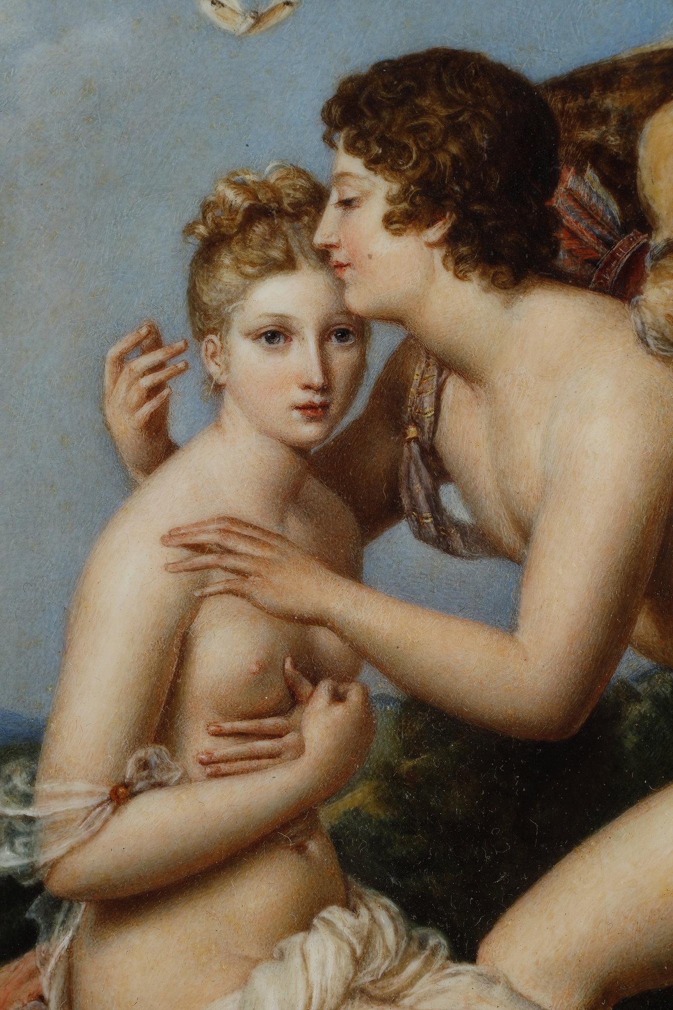 Milieu du XIXe siècle Miniature Psyché et Amour d'après François Gérard (1770-1837) en vente