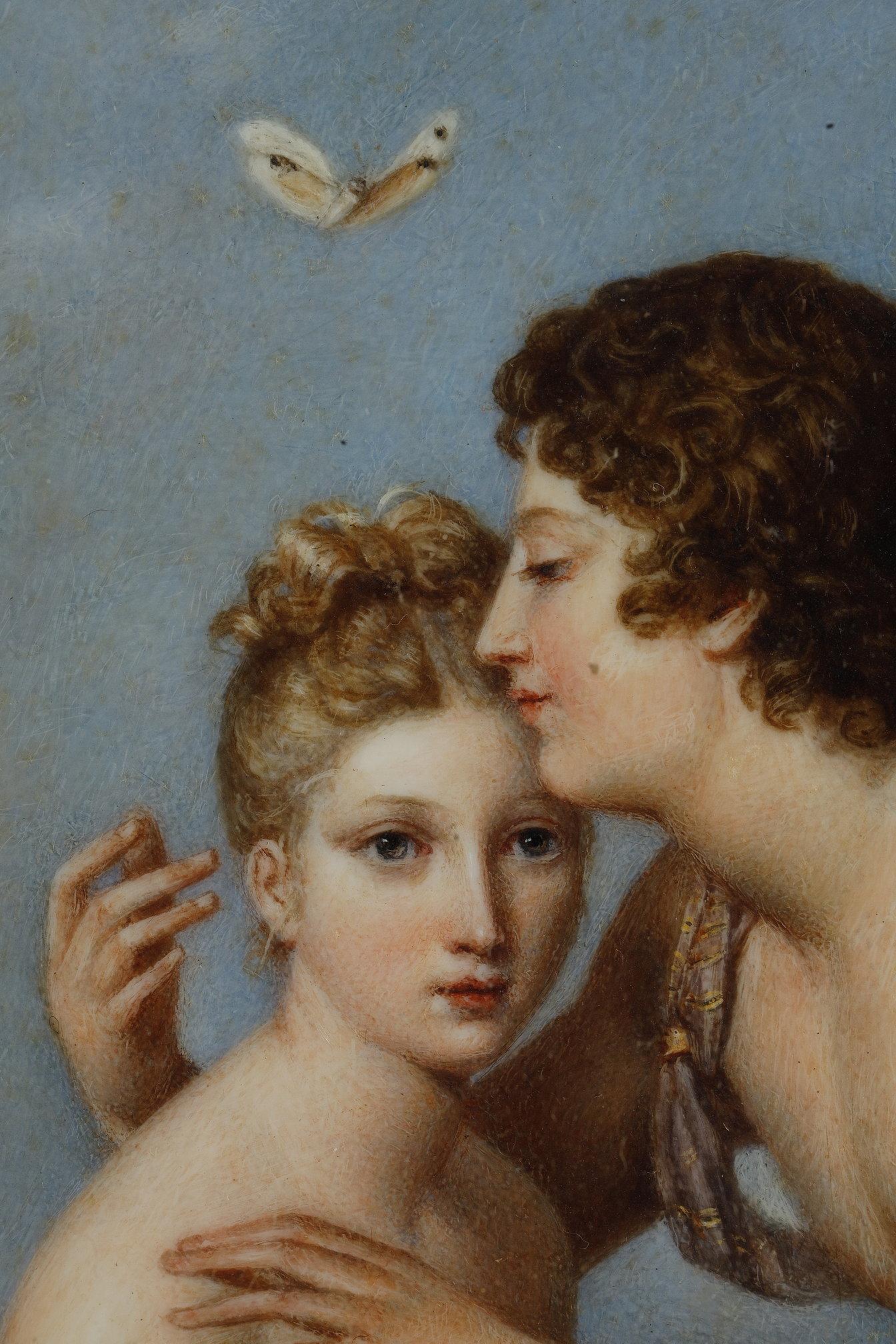 Bois Miniature Psyché et Amour d'après François Gérard (1770-1837) en vente