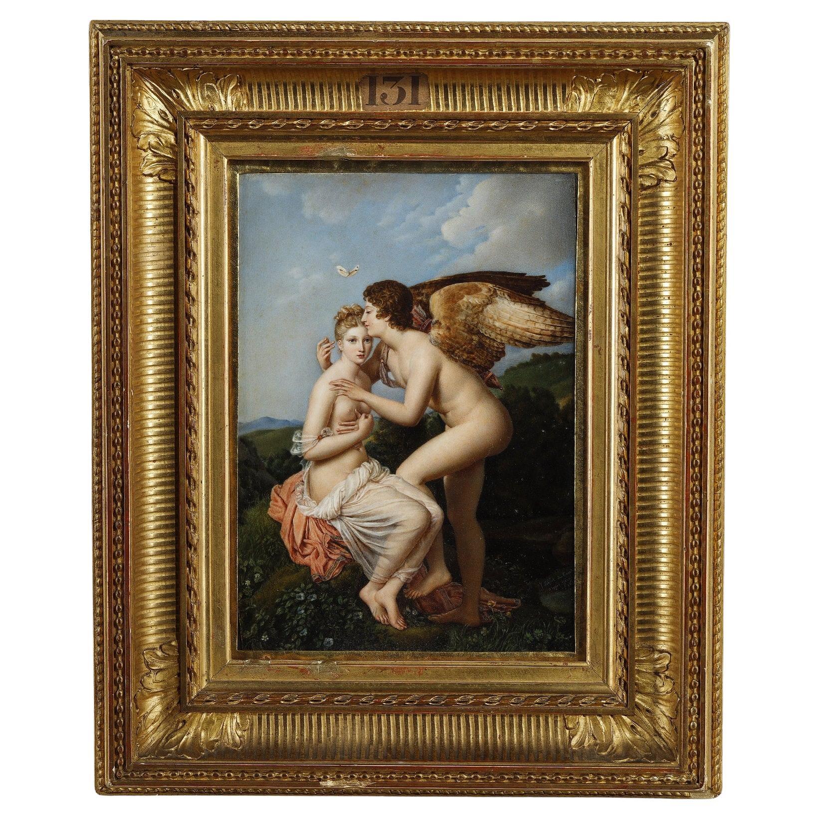 Miniature Psyché et Amour d'après François Gérard (1770-1837) en vente