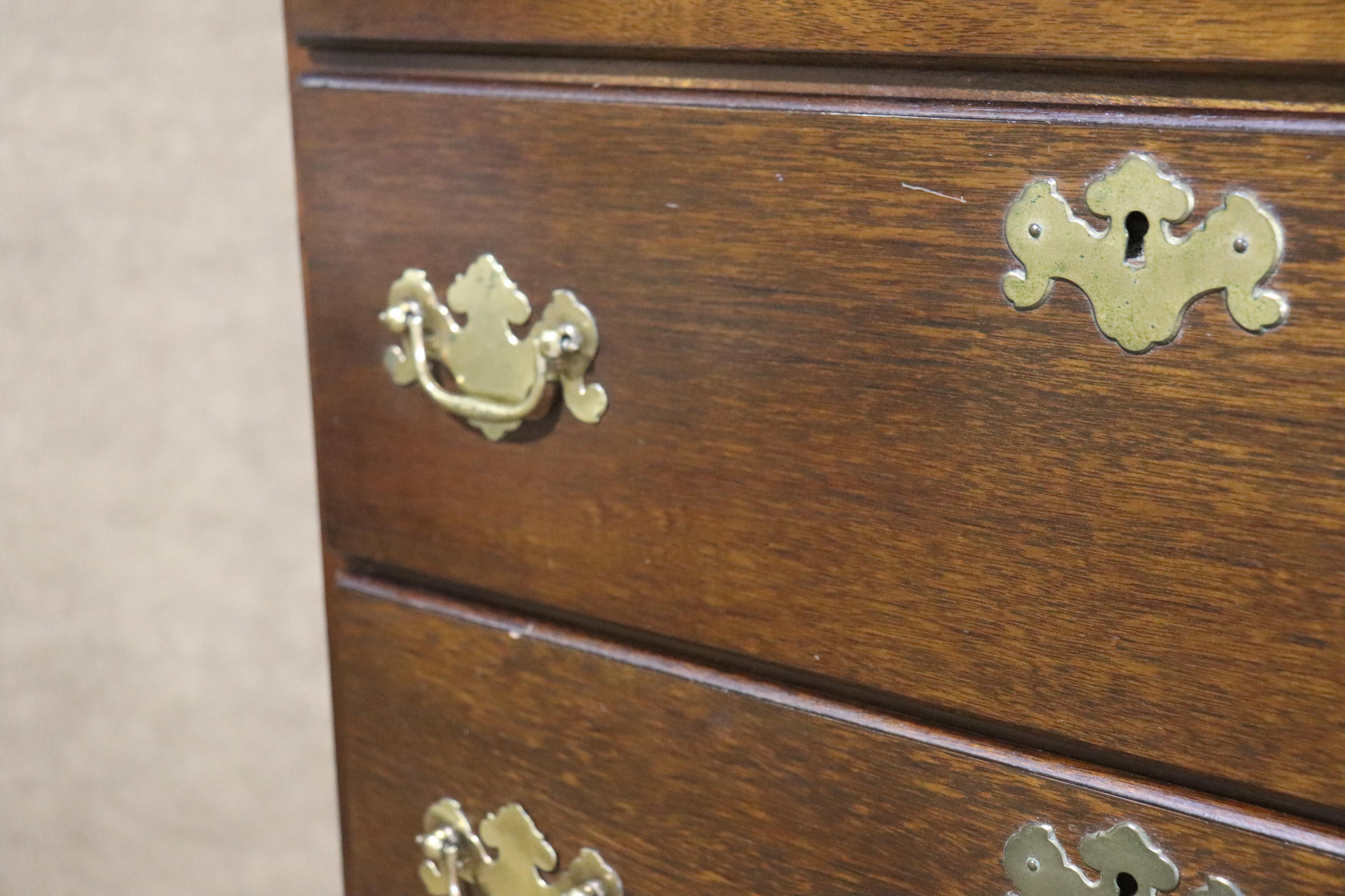 Brass Miniature Queen Anne Two Piece Tall Boy Dresser For Sale