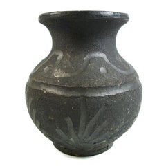 Miniature Raku Studio Pottery Bud Vase - Incised Decoration - Late 20th Century