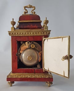Miniature Red Tortoiseshell and Bronze Paste Set Mantel Clock