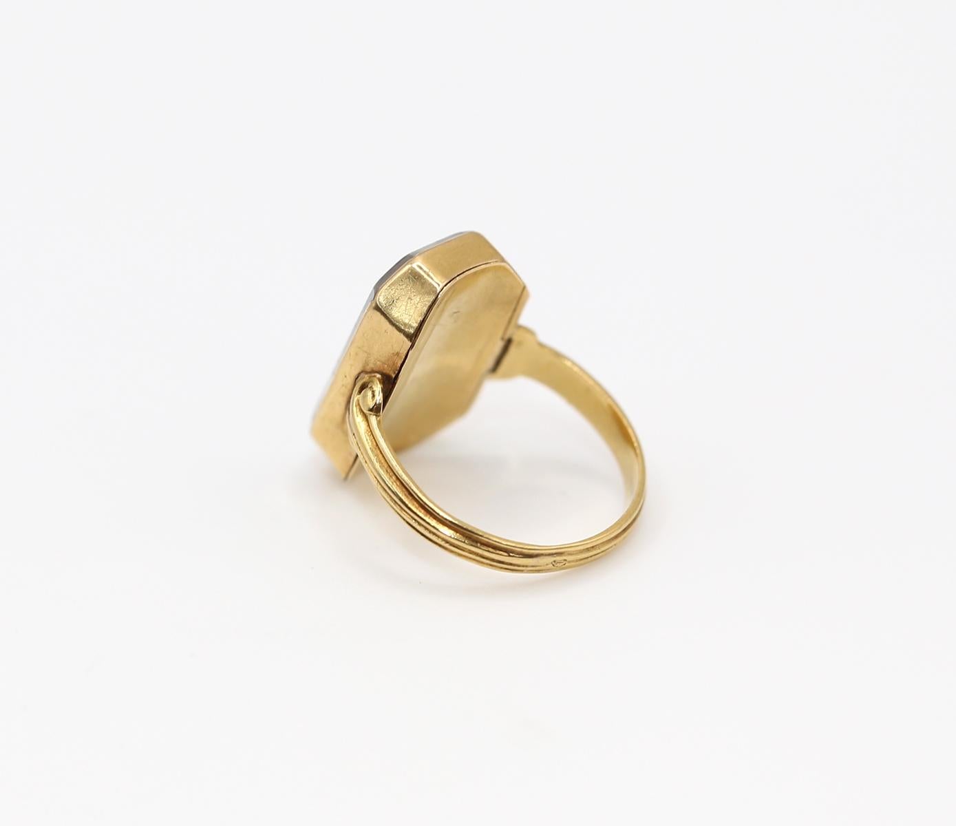 Miniaturring 18K Gold Damenportrait Blumen, 1820 für Damen oder Herren im Angebot