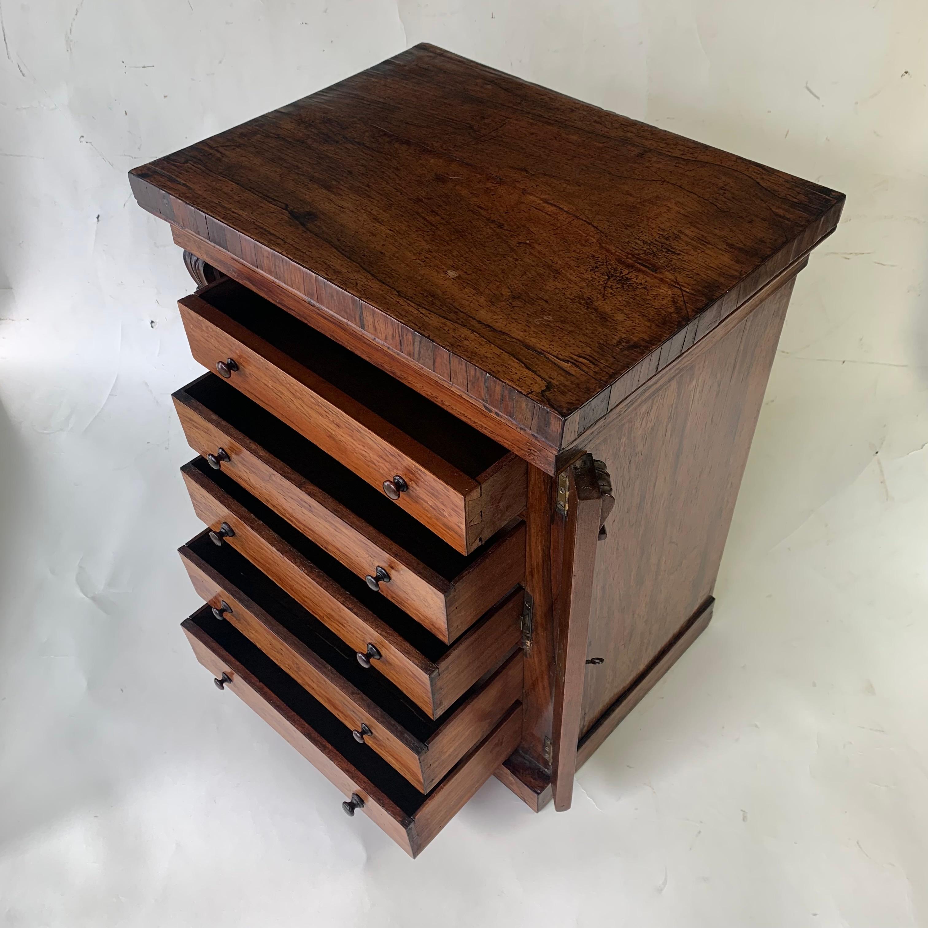 19th Century Miniature Rosewood Wellington Chest For Sale