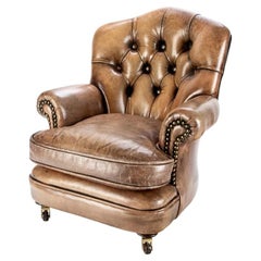 Miniature Salesman's Leather Tufted Club Chair
