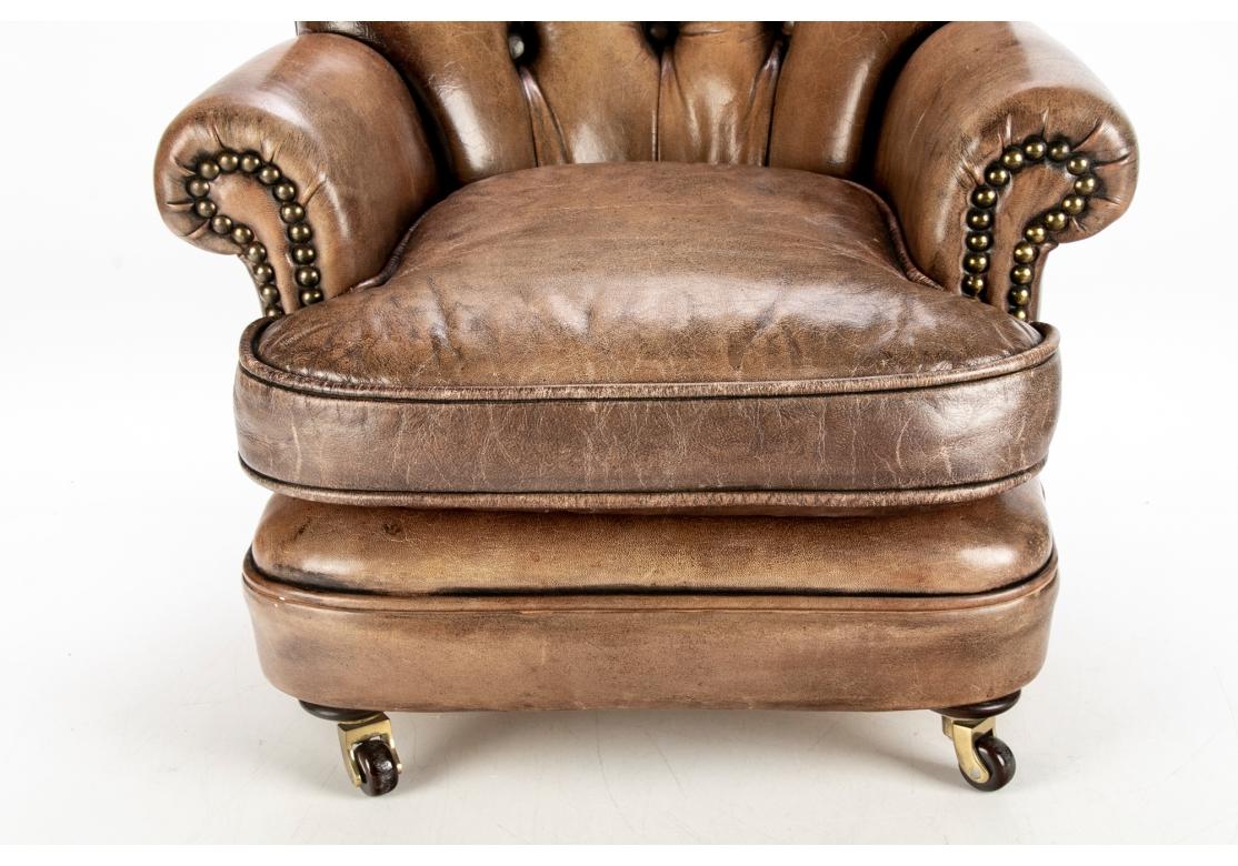 Miniature Salesman's Leather Tufted Club Chair For Sale 3