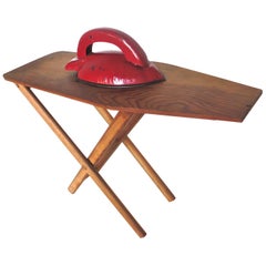 Antique Miniature Salesman's Sample Ironing Board and Iron, American, circa 1920