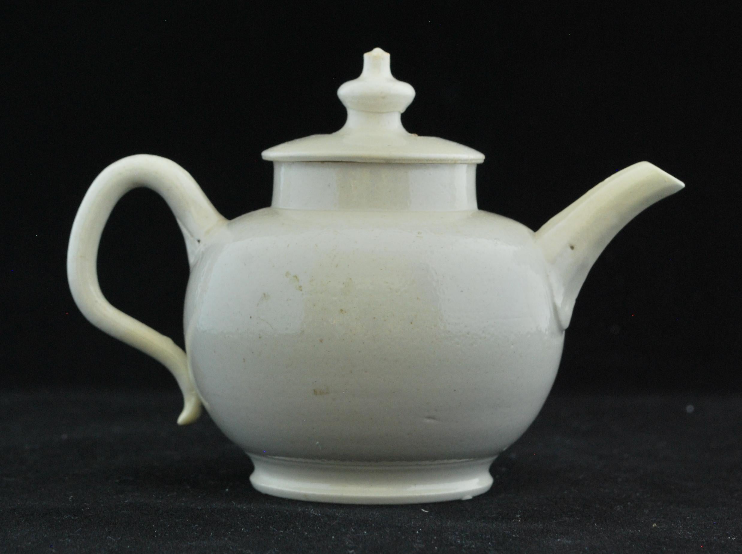 Neoclassical Miniature Salt Glaze teapot, English, circa 1760 For Sale