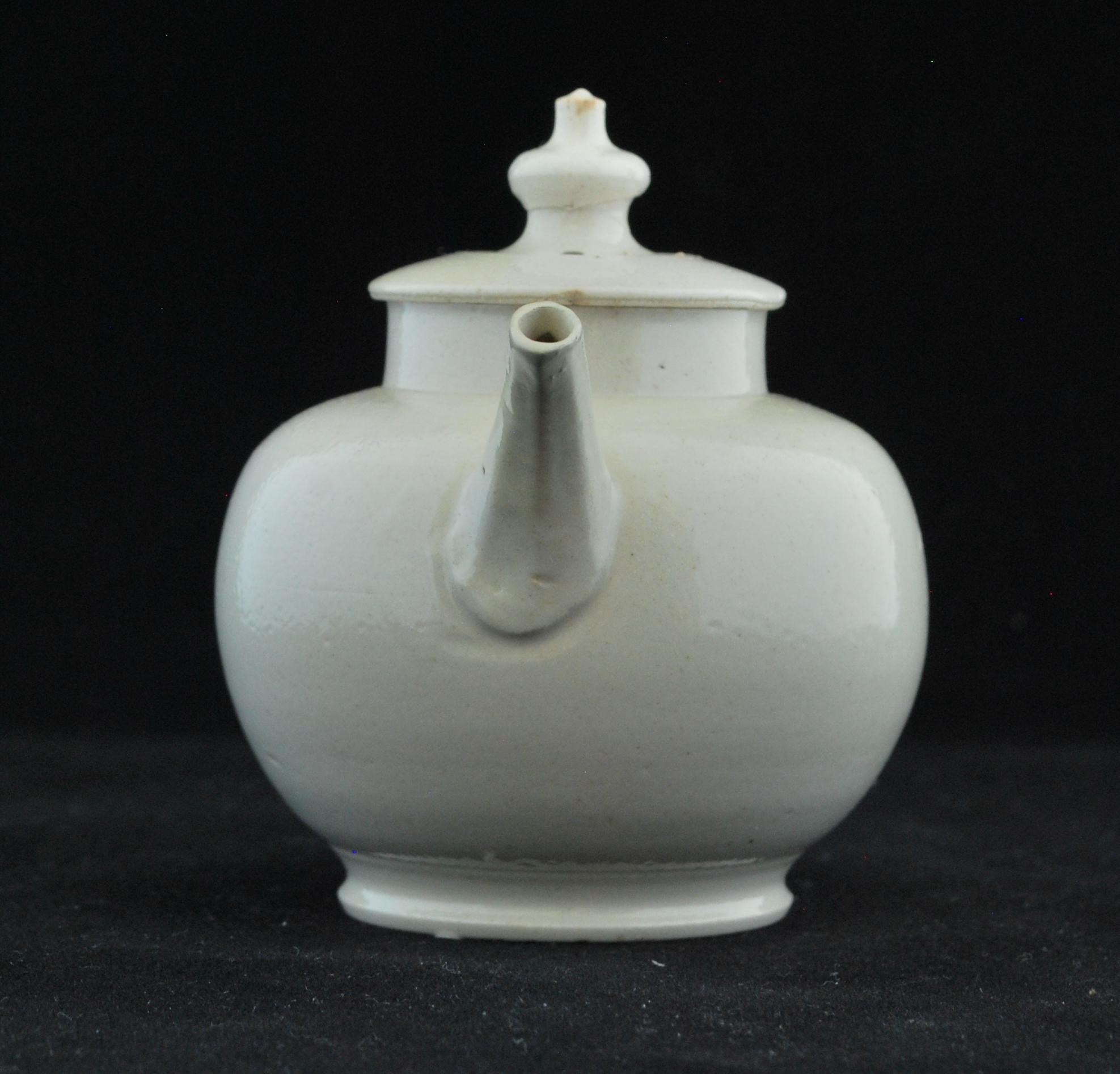 Molded Miniature Salt Glaze teapot, English, circa 1760 For Sale