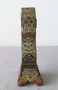 Miniature Scarlet Tortoiseshell, Pewter and Brass Boulle Longcase Clock
