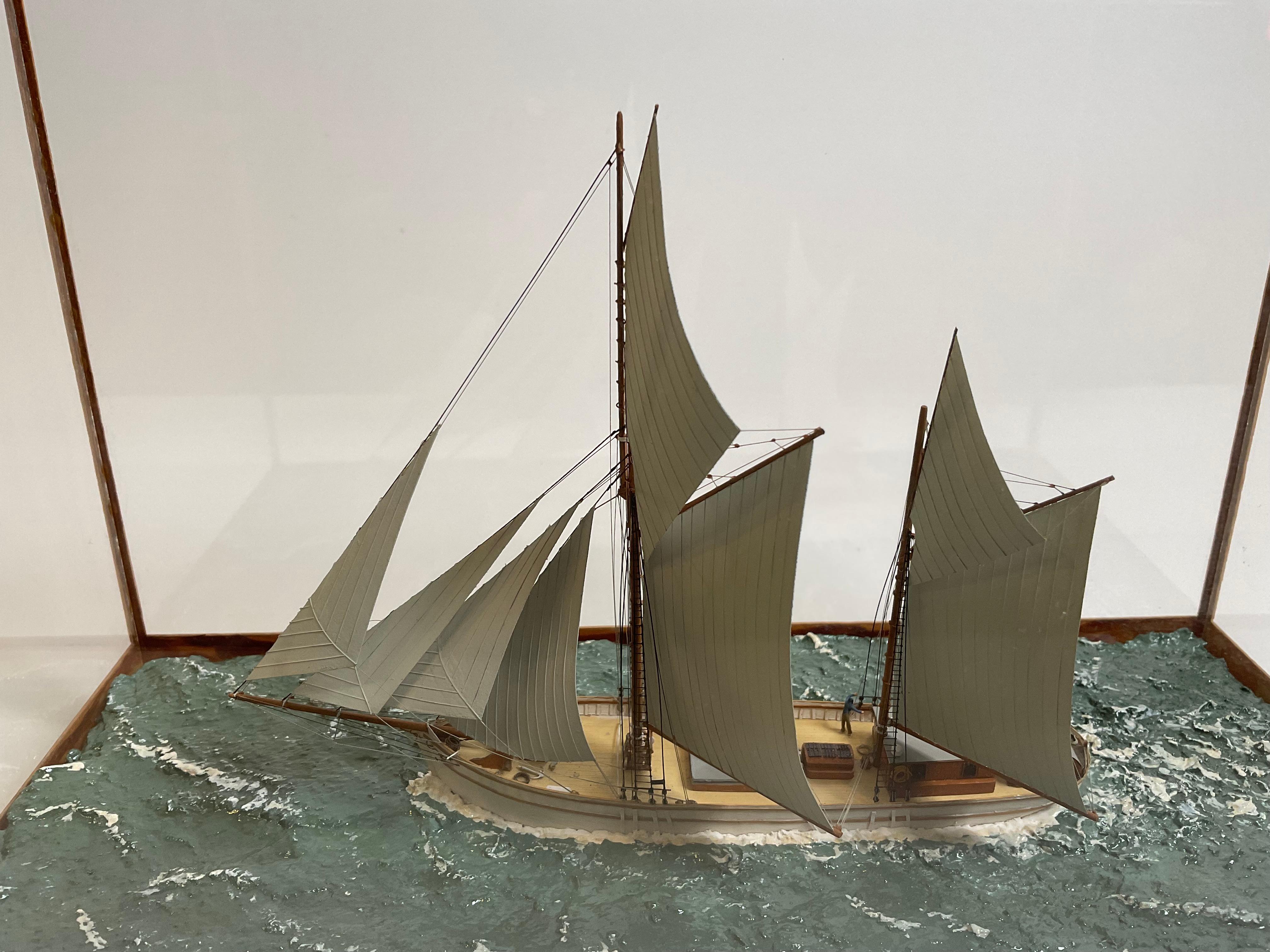 Wood Miniature Ship Model of the Sailing Ketch Irene For Sale