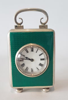 Miniature Silver and Guilloche Enamel Carriage Clock