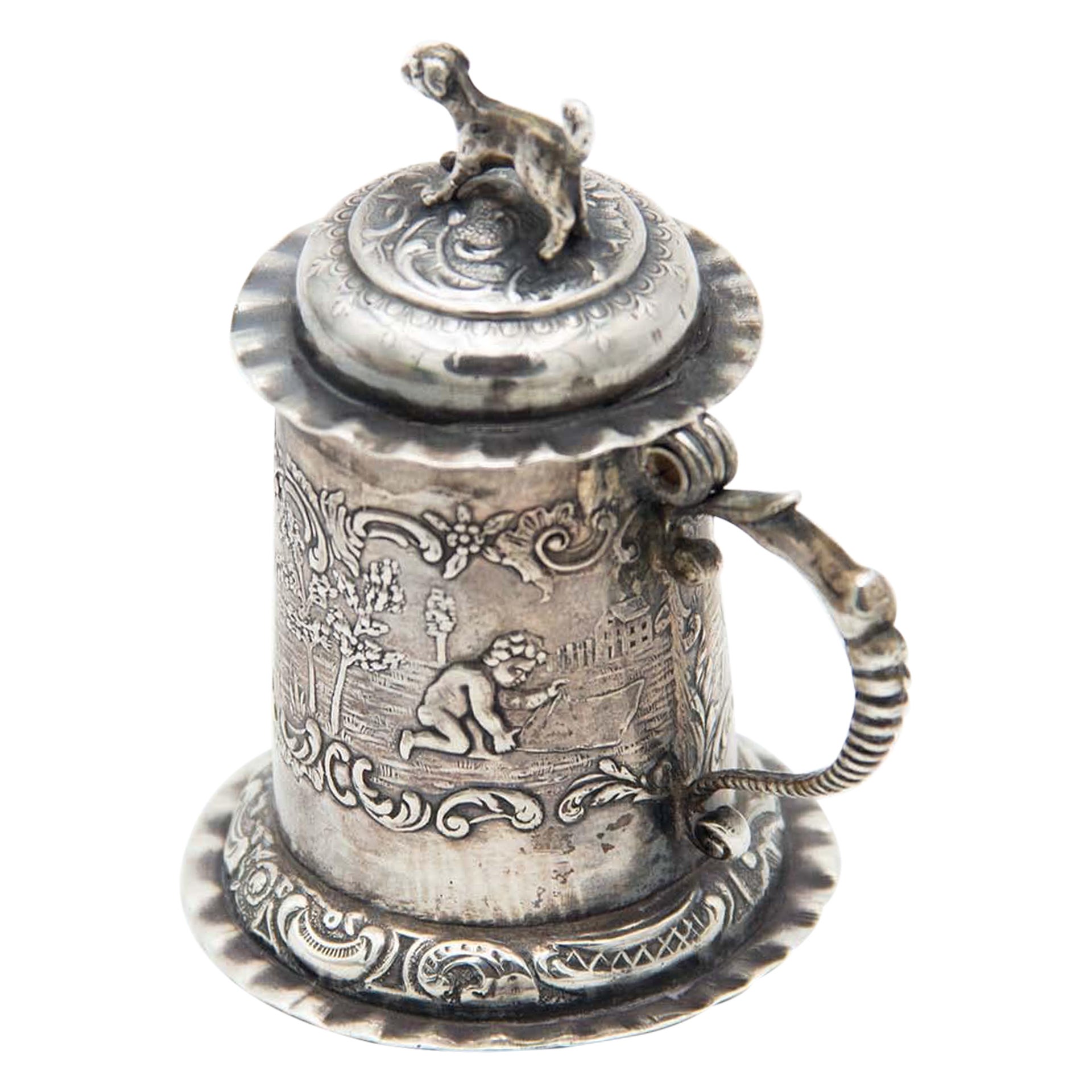 Miniature silver beer mug For Sale