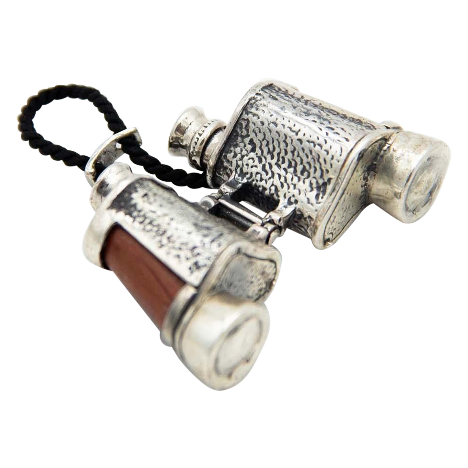 Miniature silver binoculars in vendita