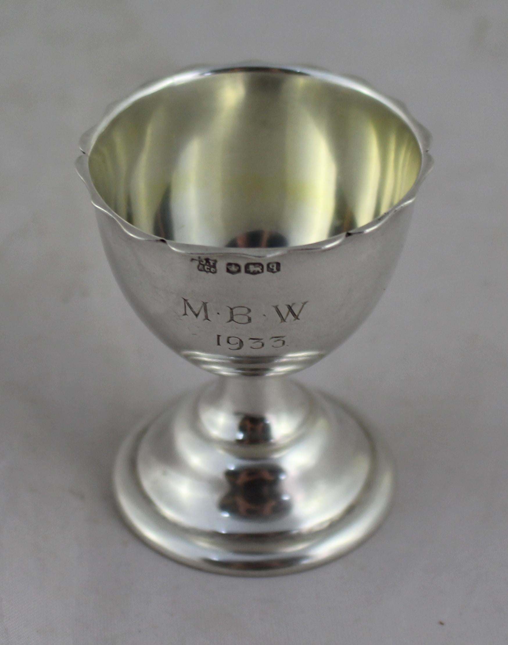20th Century Miniature Silver Footed Cup Sheffield, 1933 For Sale
