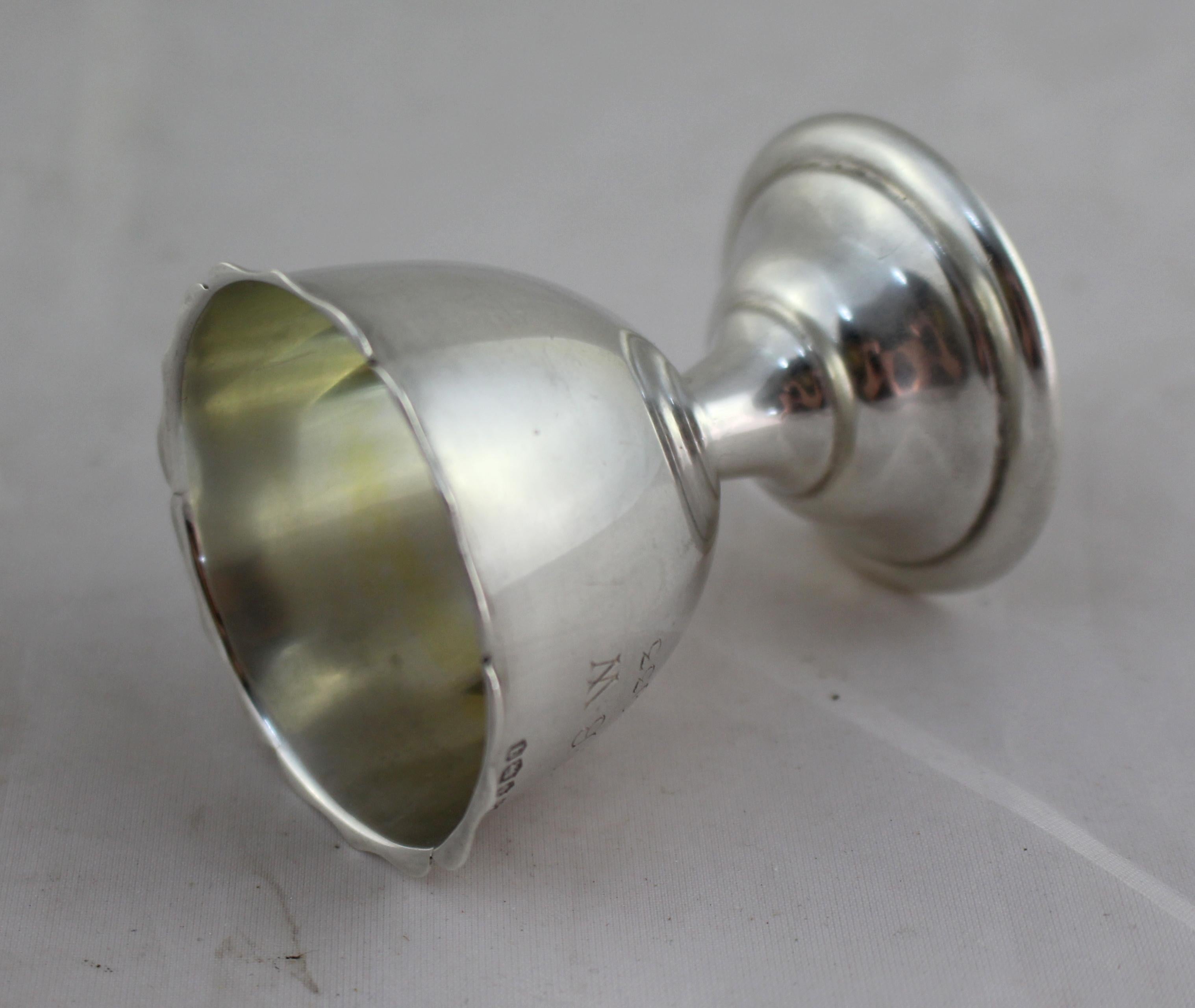 Sterling Silver Miniature Silver Footed Cup Sheffield, 1933 For Sale